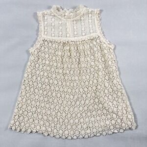 Lilis Closet Crochet Lace Top Women Small Cream Sleeveless‎ Knit Cottage Boho